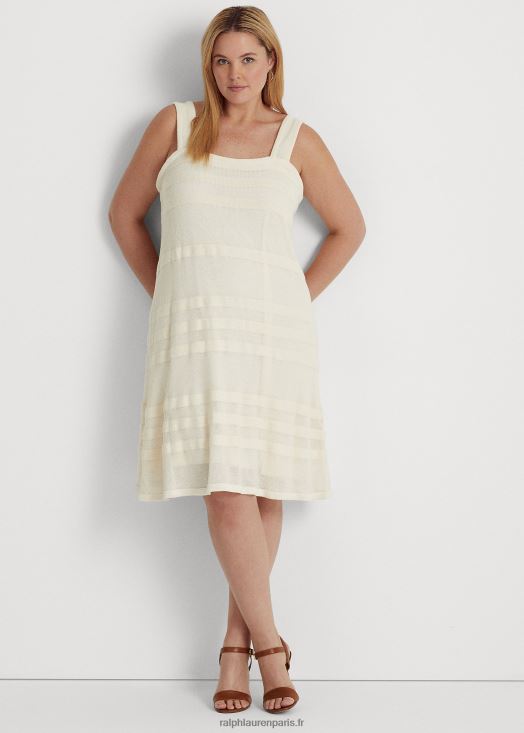 robe sans manches en maille rayée 46T60T4675 femmes Ralph Lauren crème de mascarpone