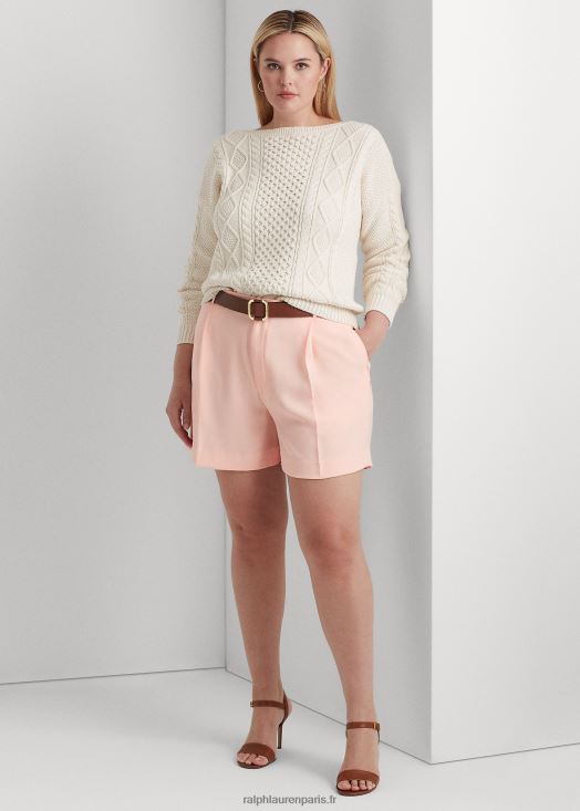 short plissé en georgette 46T60T4615 femmes Ralph Lauren rose pâle - Cliquez sur l'image pour la fermer