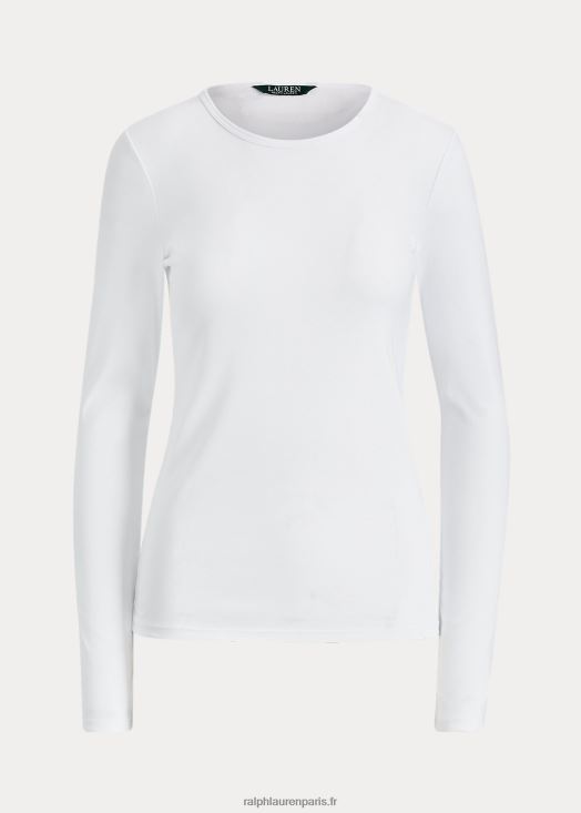 haut à manches longues en coton mélangé 46T60T4241 femmes Ralph Lauren blanc