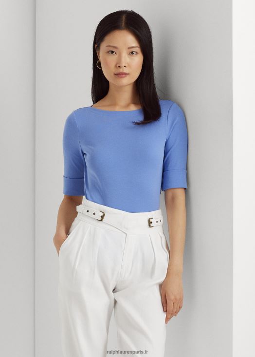 t-shirt col bateau en coton stretch 46T60T3943 femmes Ralph Lauren brume bleue - Cliquez sur l'image pour la fermer