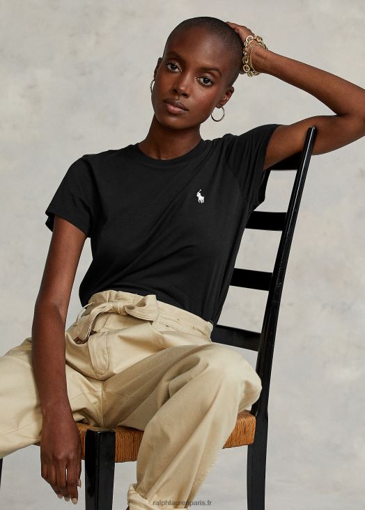 t-shirt à col rond en coton 46T60T4749 femmes Ralph Lauren noir - Cliquez sur l'image pour la fermer