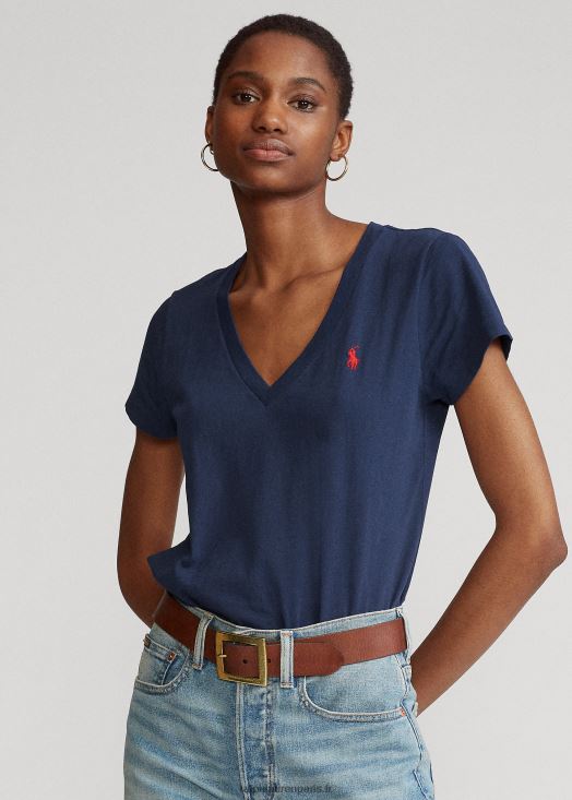 t-shirt col v en jersey de coton 46T60T9492 femmes Ralph Lauren - Cliquez sur l'image pour la fermer