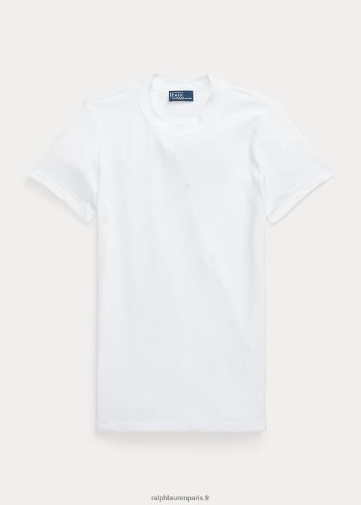 t-shirt en coton côtelé 46T60T9085 femmes Ralph Lauren épicéa gris chiné