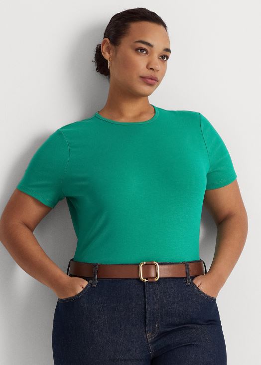 t-shirt en coton mélangé 46T60T4530 femmes Ralph Lauren feuille de palmier - Cliquez sur l'image pour la fermer