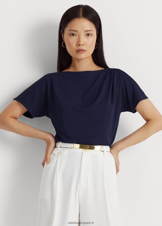 t-shirt plissé en jersey stretch 46T60T3946 femmes Ralph Lauren marine raffinée - Cliquez sur l'image pour la fermer