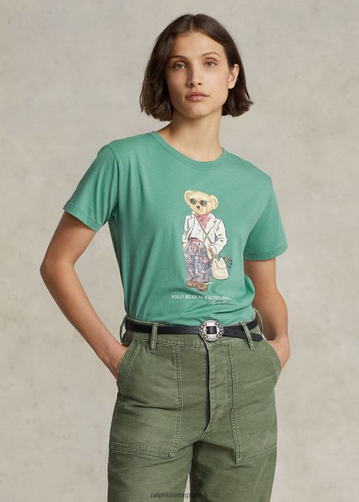 t-shirt polo ours en jersey 46T60T3195 femmes Ralph Lauren vert de parcours