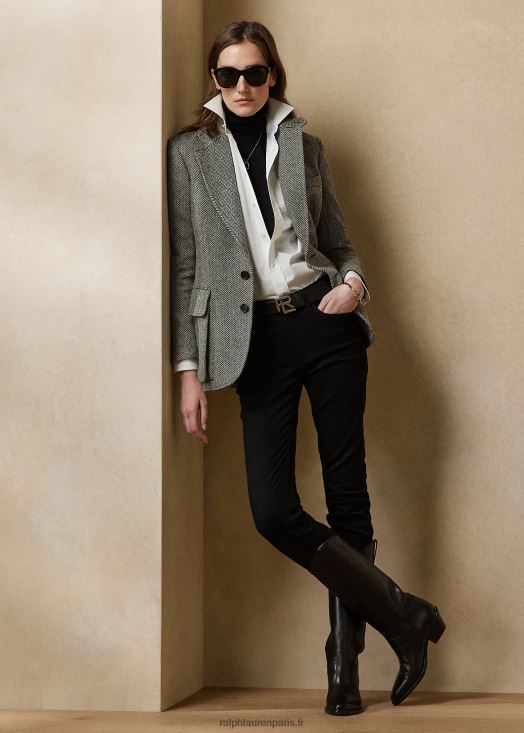 la veste en tweed 46T60T3463 femmes Ralph Lauren noir/crème