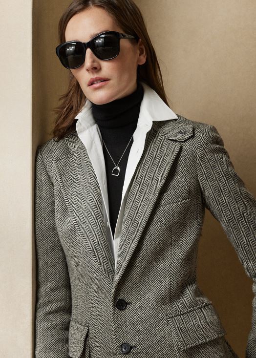 la veste en tweed 46T60T3463 femmes Ralph Lauren noir/crème