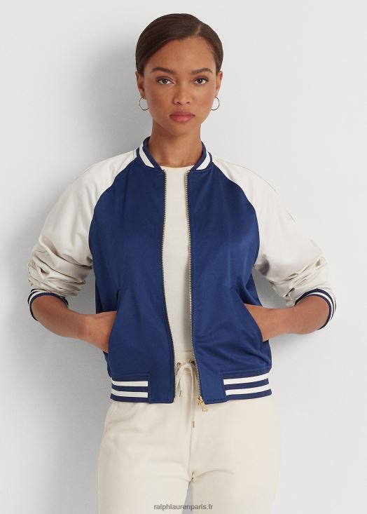 veste bomber en satin 46T60T3985 femmes Ralph Lauren bleu marine/crème raffiné - Cliquez sur l'image pour la fermer