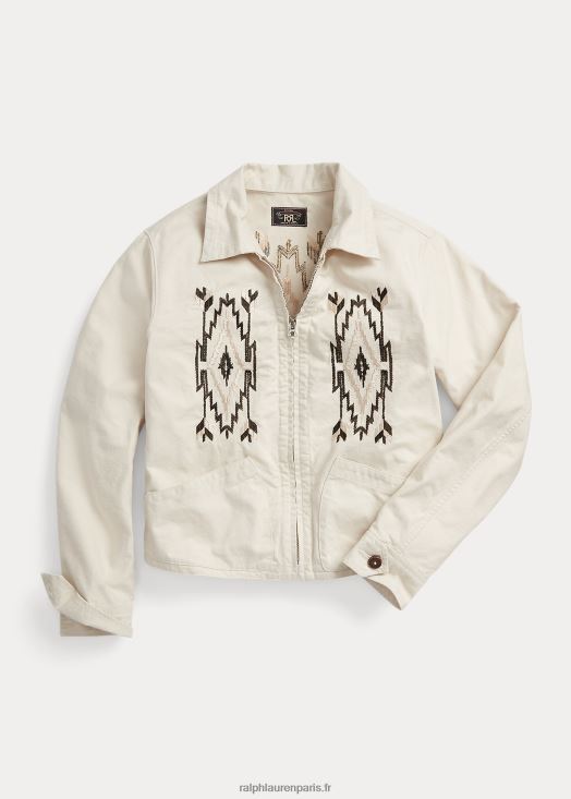 veste brodée en tissu flammé 46T60T3614 femmes Ralph Lauren crème tonale - Cliquez sur l'image pour la fermer