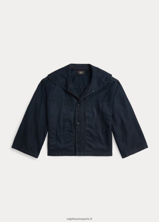 veste crop en coton et lin 46T60T3675 femmes Ralph Lauren indigo foncé