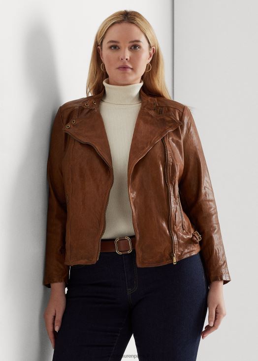 veste de moto en cuir bruni 46T60T4616 femmes Ralph Lauren noyer foncé - Cliquez sur l'image pour la fermer