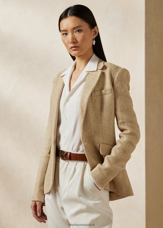 veste en tweed à chevrons kayli 46T60T3538 femmes Ralph Lauren chameau/bronzage - Cliquez sur l'image pour la fermer