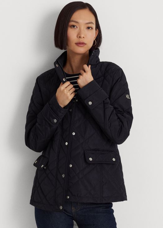 veste matelassée à col montant 46T60T4460 femmes Ralph Lauren bleu marine foncé - Cliquez sur l'image pour la fermer