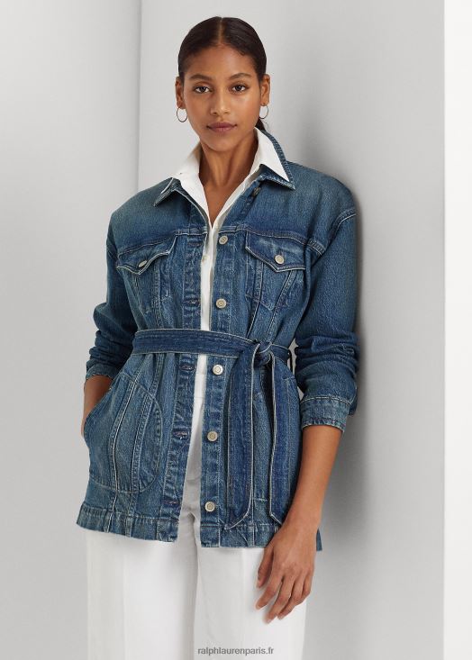 veste militaire en jean à ceinture 46T60T4368 femmes Ralph Lauren lavage des parcours - Cliquez sur l'image pour la fermer