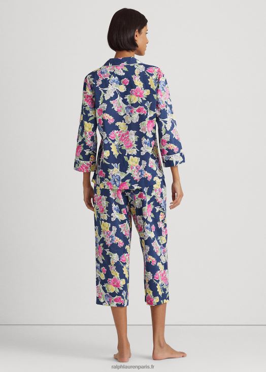 ensemble de nuit capri en coton mélangé à fleurs 46T60T9414 femmes Ralph Lauren imprimé marine