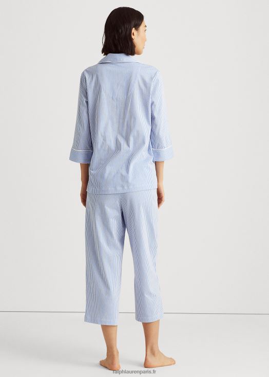 ensemble de nuit en coton 46T60T4236 femmes Ralph Lauren bande bleue