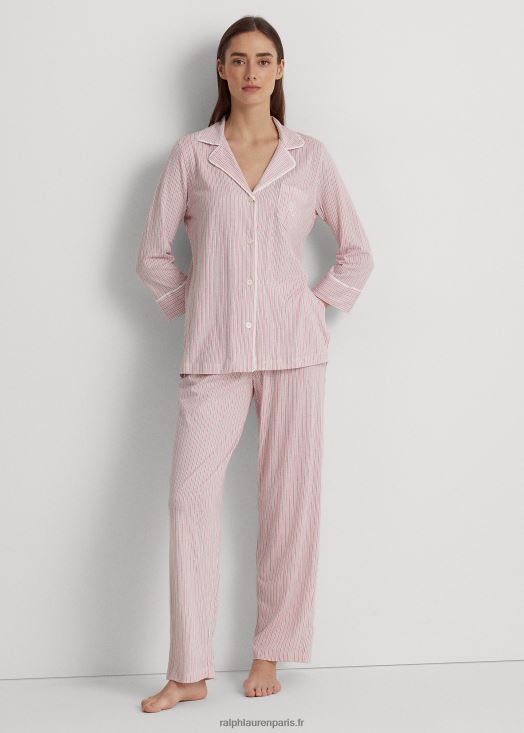 ensemble de nuit en jersey rayé 46T60T4466 femmes Ralph Lauren bande rose - Cliquez sur l'image pour la fermer