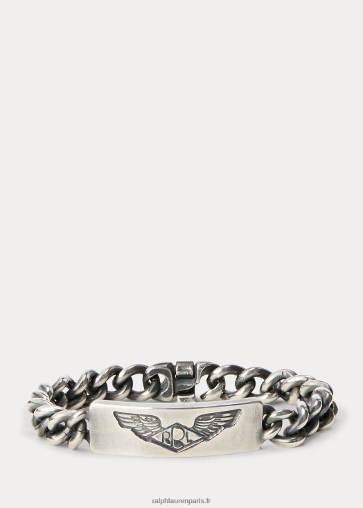 bracelet d'identification en argent sterling fait à la main 46T60T8883 Hommes Ralph Lauren argent