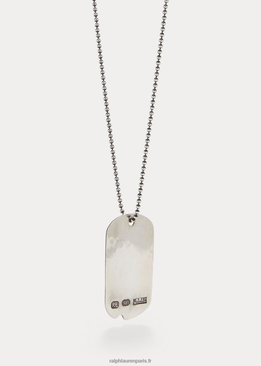 collier plaque d'identité en argent 46T60T8899 Hommes Ralph Lauren argent