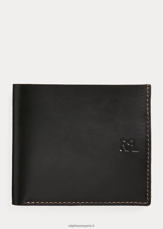 portefeuille en cuir 46T60T8890 Hommes Ralph Lauren noir sur marron