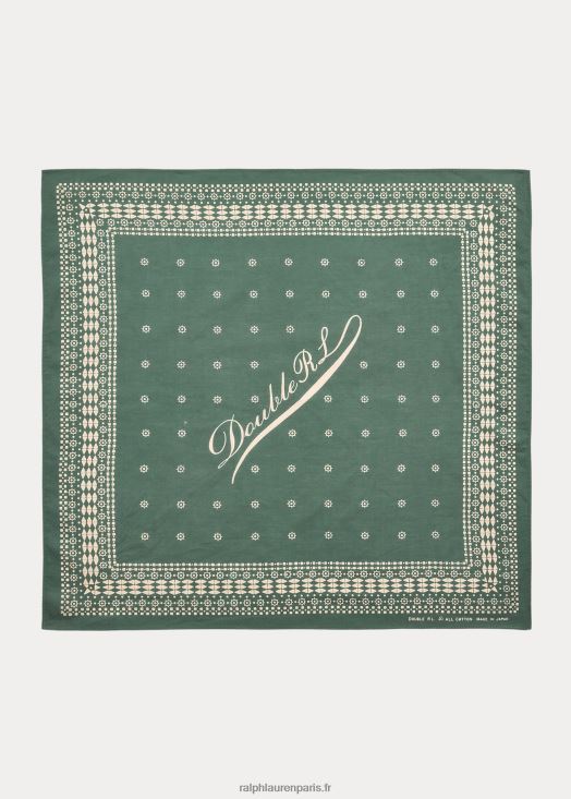 bandana en coton à logo 46T60T2231 Hommes Ralph Lauren vert délavé/crème