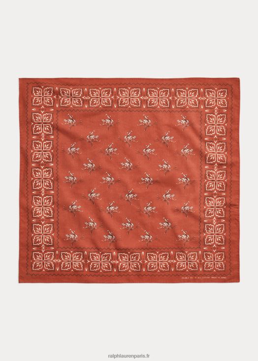 bandana en coton western 46T60T2232 Hommes Ralph Lauren rouge délavé/noir/crème