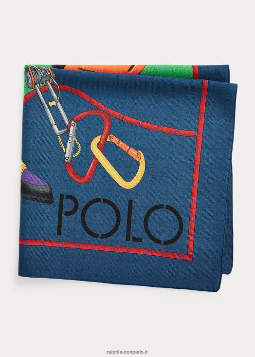 bandana graphique en laine et soie 46T60T2527 Hommes Ralph Lauren multi vert/marine