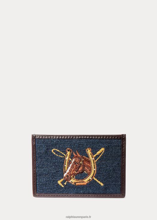 porte-cartes à broder équestre 46T60T2762 Hommes Ralph Lauren marine/jaune