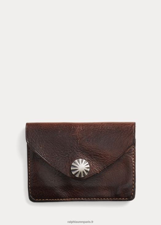 porte-cartes en cuir 46T60T8854 Hommes Ralph Lauren marron foncé