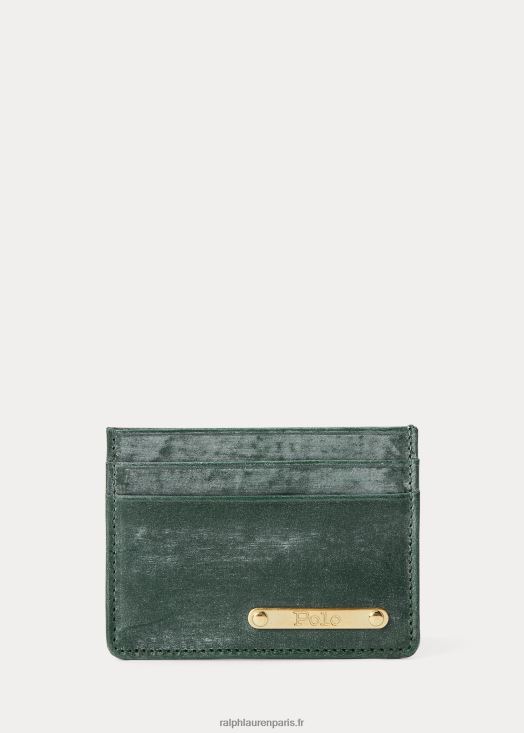 porte-cartes en cuir à bride 46T60T2550 Hommes Ralph Lauren vert de course britannique