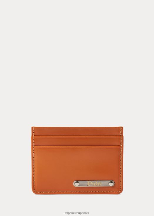 porte-cartes en cuir à bride 46T60T8770 Hommes Ralph Lauren brun roux