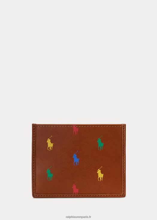 porte-cartes en cuir de poney intégral 46T60T2771 Hommes Ralph Lauren bronzer