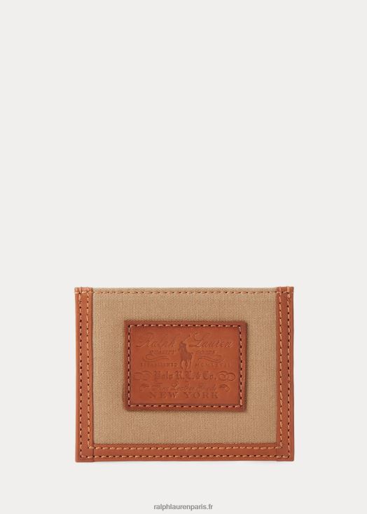 porte-cartes en cuir et toile héritage 46T60T2562 Hommes Ralph Lauren montana kaki