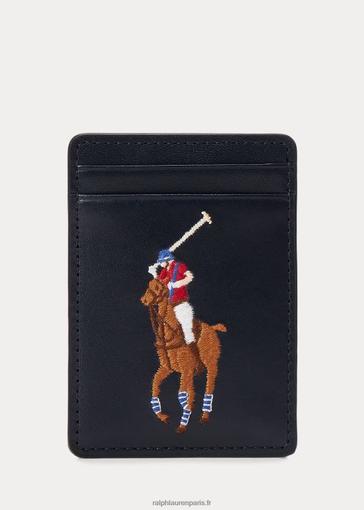 porte-cartes magnétique en cuir big pony 46T60T2343 Hommes Ralph Lauren marine/multi poney