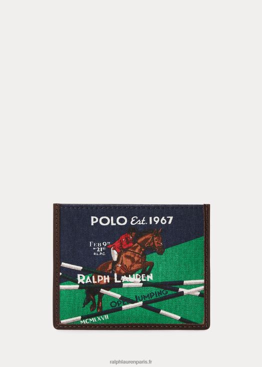 porte-cartes équestre en toile et cuir 46T60T2422 Hommes Ralph Lauren marine de newport