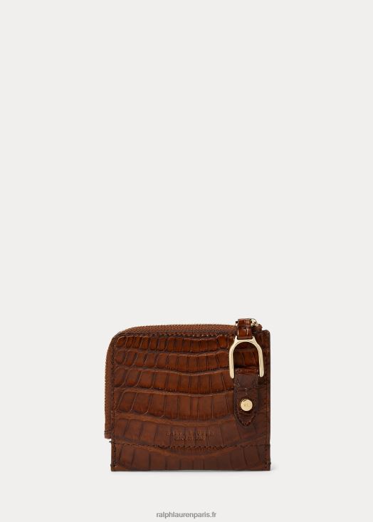 porte-cartes zip wellington en alligator 46T60T9003 Hommes Ralph Lauren Cognac