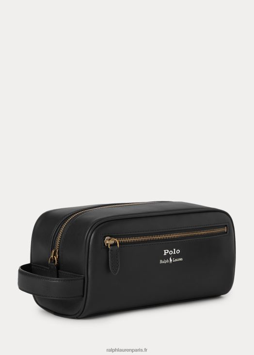 étui de voyage en cuir 46T60T2554 Hommes Ralph Lauren noir