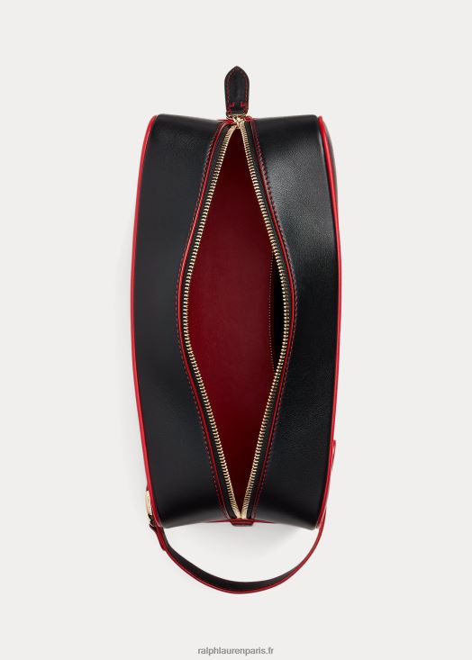 étui de voyage en veau wellington 46T60T9009 Hommes Ralph Lauren noir avec rouge