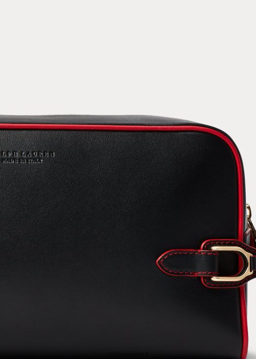 étui de voyage en veau wellington 46T60T9009 Hommes Ralph Lauren noir avec rouge