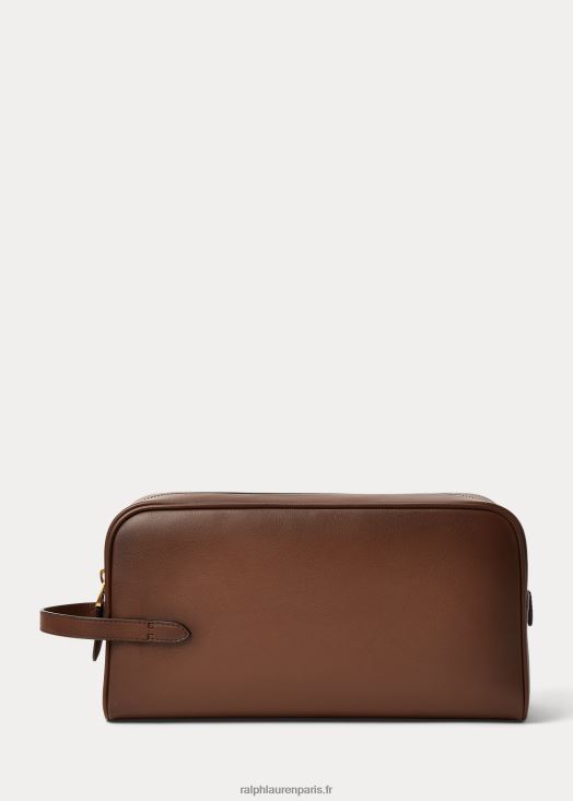 étui de voyage wellington en cuir de veau bruni 46T60T8997 Hommes Ralph Lauren châtaigne