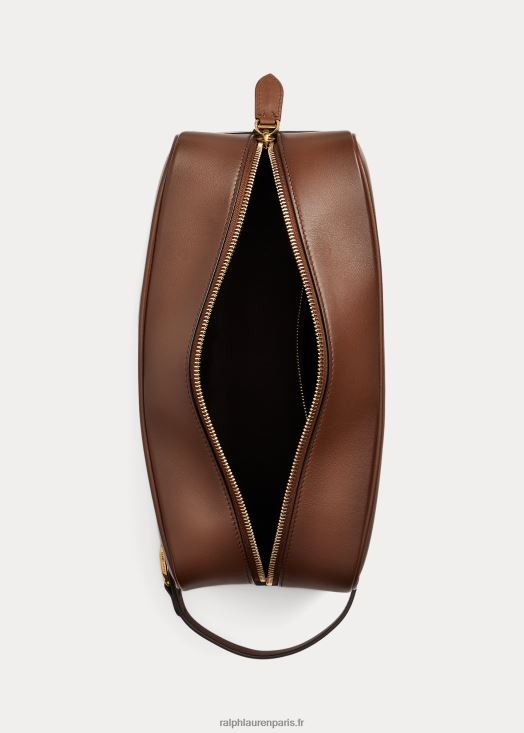 étui de voyage wellington en cuir de veau bruni 46T60T8997 Hommes Ralph Lauren châtaigne