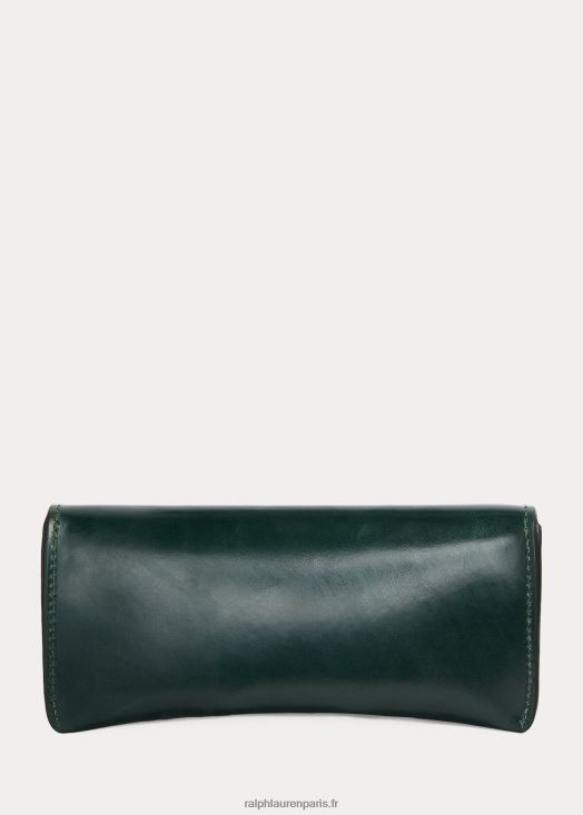 étui à lunettes en cuir à bride 46T60T2477 Hommes Ralph Lauren vert de course britannique