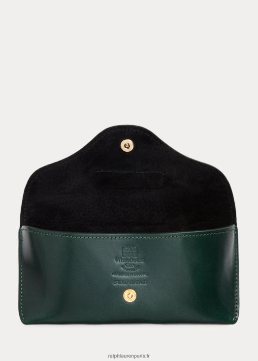étui à lunettes en cuir à bride 46T60T2477 Hommes Ralph Lauren vert de course britannique