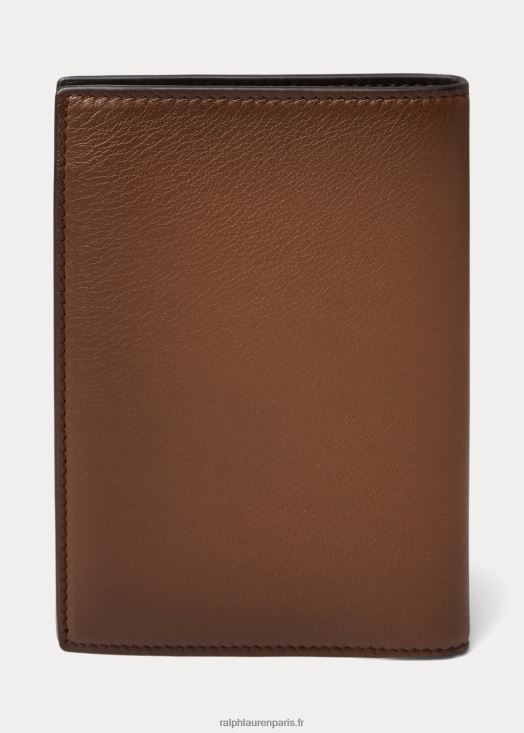 étui à passeport en veau bruni 46T60T9002 Hommes Ralph Lauren châtaigne