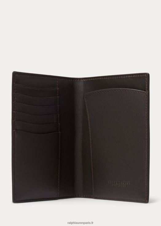 étui à passeport en veau bruni 46T60T9002 Hommes Ralph Lauren châtaigne