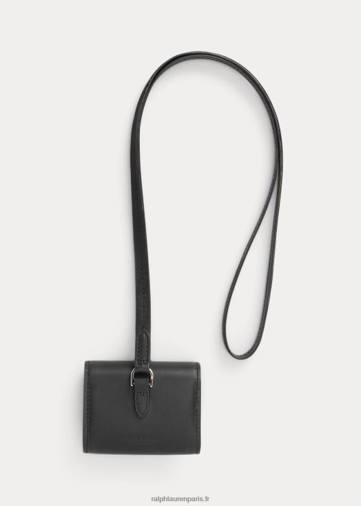 étui pour airpods en cuir de vachette 46T60T8983 Hommes Ralph Lauren noir