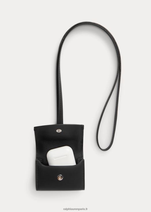 étui pour airpods en cuir de vachette 46T60T8983 Hommes Ralph Lauren noir