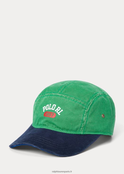 casquette à cinq panneaux en toile à logo 46T60T2449 Hommes Ralph Lauren vert optique