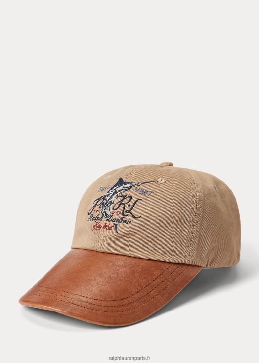 casquette en sergé à broderies 46T60T2430 Hommes Ralph Lauren beige côtier